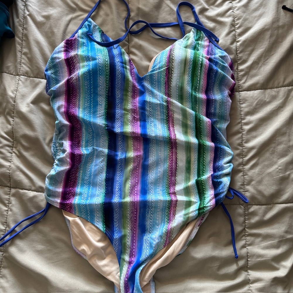 Striped Multicolor One-Piece Swimsuit swimsuits for all